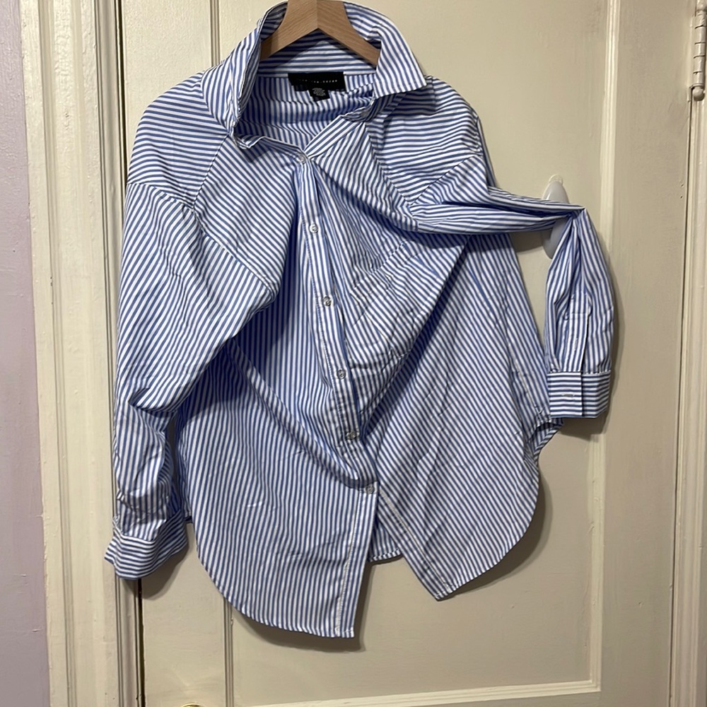 Blue and white button down